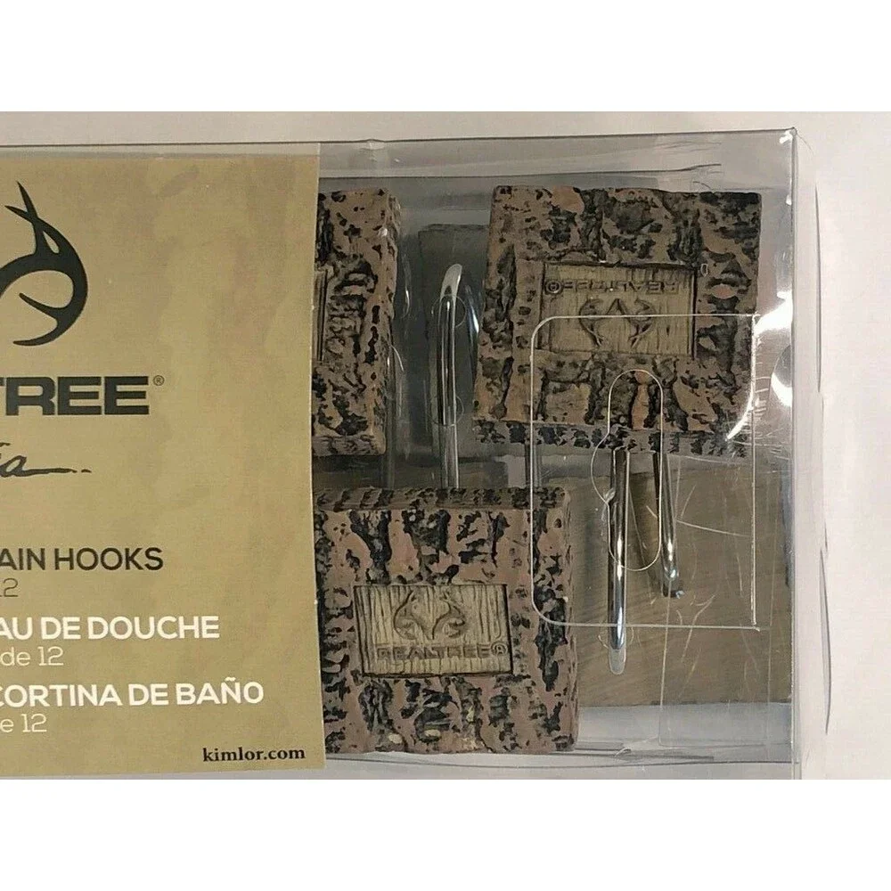 RealTree Shower Curtain Hooks 12 Resin Deer Skull Antler Rustic Cabin Camp Lodge